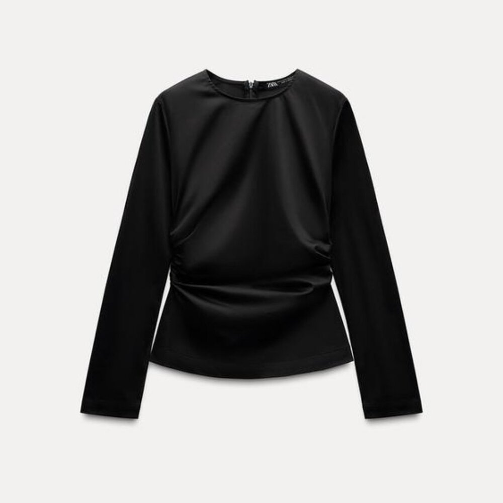 ZARA RUCHED ELASTICIZED TOP - Picture 3 of 7